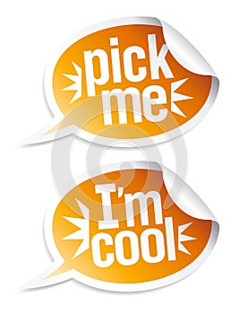 Pick me I`m cool stickers.