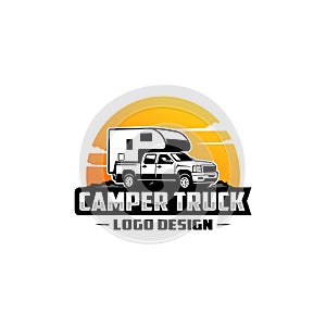 pick up camper truck logo vector