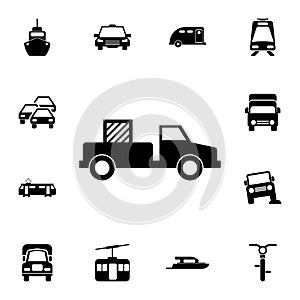 pick-up with cargo icon. Detailed set of Transport icons. Premium quality graphic design sign. One of the collection icons for we photo