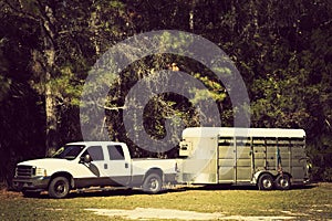 Pick up with horse trailer