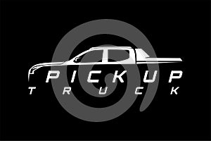 pick up truck black and white logo design vector