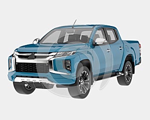 Pick-Up Truck isolated on background. 3d rendering - illustration