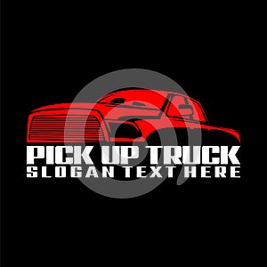 Pick up truck logo design vector