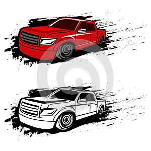 Pick up truck logo design vector