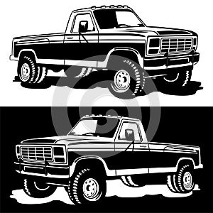 Pick up truck logo design vector