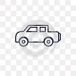 Pick up truck vector icon isolated on transparent background, li