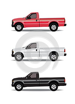 Pick-up trucks in three colors photo