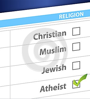 Pick your religion blue survey illustration