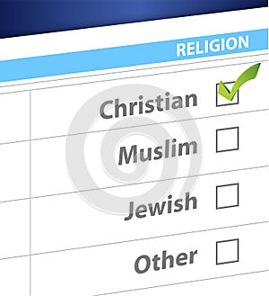 Pick your religion blue survey illustration