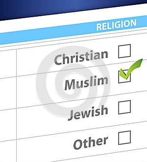 Pick your religion blue survey illustration