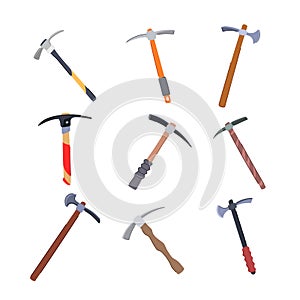 pickaxe set cartoon vector illustration