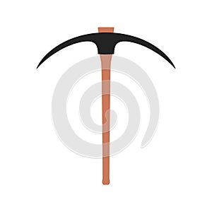 Pickaxe vector industry tool illustration icon isolated white. Miner equipment pickaxe sign construction. Work mining rock pick