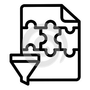 Picked file of puzzle game line icon, data hoarding concept. Vector graphics. File of media content with arrange button