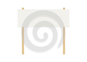 Picket banner frame. Blank demonstration banner mock up. Empty protest placard with wooden poles. Realistic politic