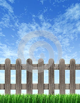 Picket Fence And Blue Sky