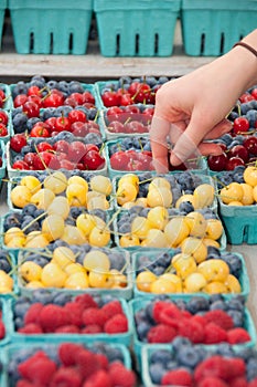 Picking Up Fruits by the Quart at Farmer's Market