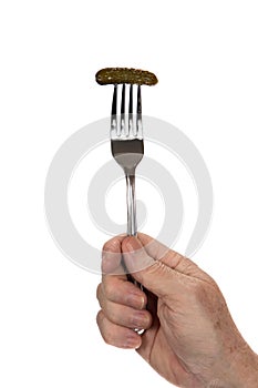 Pickle Speared With Fork Hand