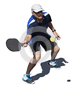 Pickleball Action - Senior Man Hitting Ball