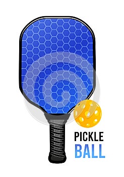 Pickleball with a ball and a racket for playing. Vector illustration