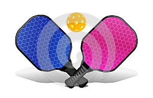 Pickleball with a ball and a rackets for playing. Vector illustration photo