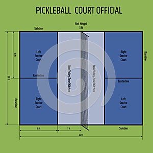 Pickleball colorful court official dimensions