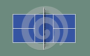 Pickleball field. Top view vector illustration with grid and shadow photo