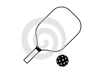Pickleball paddle line icon with ball