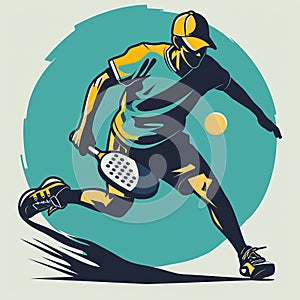 Pickleball player with ball - logo a simple 2d illustration