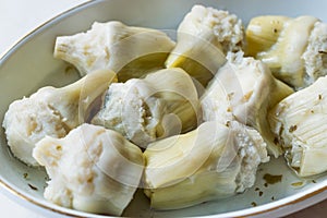 Pickled Artichoke Hearts Pickle Marinated in Plate.