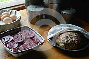 Pickled Beets, Capers, Potato Bread, Fresh Eggs