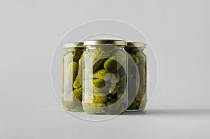 Pickled Cucumber Jar Mock-Up - Three Jars