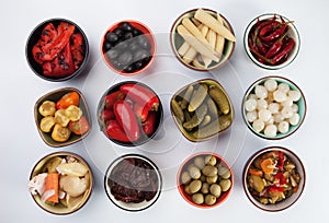 Pickled cucumber, olives and vegetables