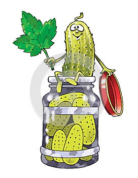 Pickled cucumber pickled canned food cartoon