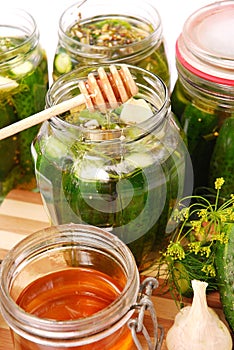 Pickled cucumbers with honey