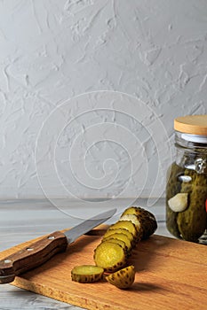 Pickled cucumbers in a jar