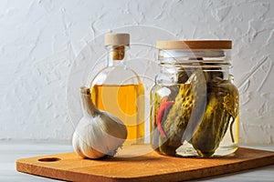 Pickled cucumbers in a jar