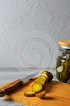 Pickled cucumbers in a jar