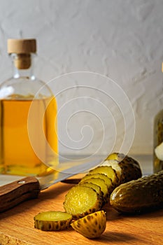 Pickled cucumbers in a jar