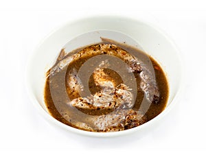 Pickled fish on white background, traditional Thai style raw pre