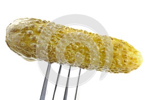 Pickled gherkins, white background