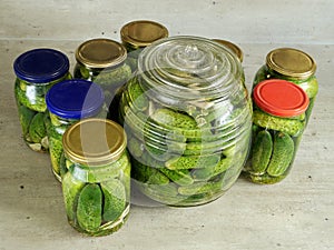 Pickled green cucumbers