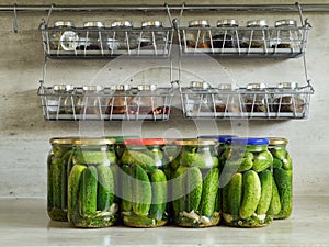 Pickled green cucumbers