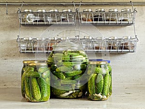 Pickled green cucumbers