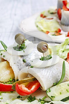 Pickled herring rolls