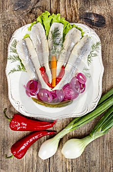 Pickled herring with vegetables