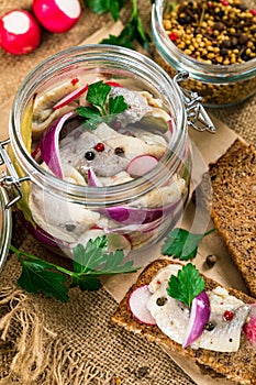 Pickled Marinated Herring with Spices