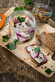 Pickled Marinated Herring with Spices