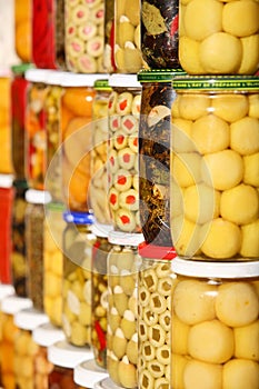 Pickled olives and vegetables