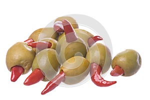 Pickled Pepper Olives Isolated