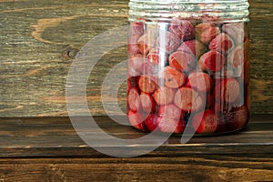 Pickled umes in the glass jar